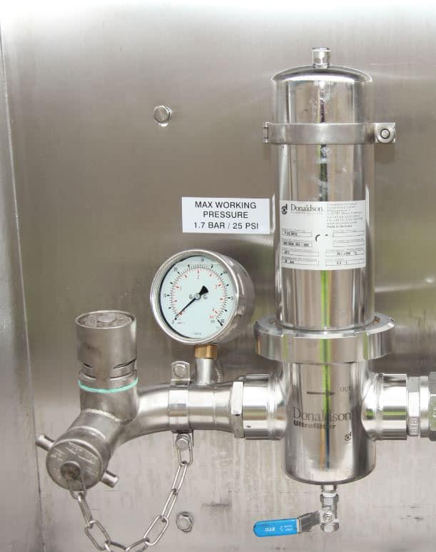 2 bar working pressure with hygienic airline and venting system