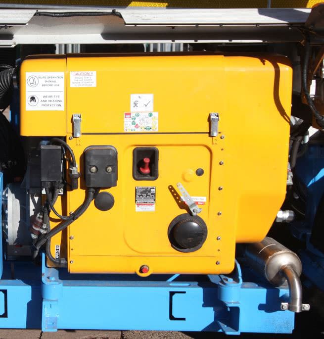 On-board Donkey Engine with direct driven 500 c.f.m air cooled compressor